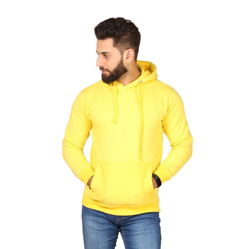 Men's Fleece Hoodie - 1 Pc Plain Hooded Neck in Yellow