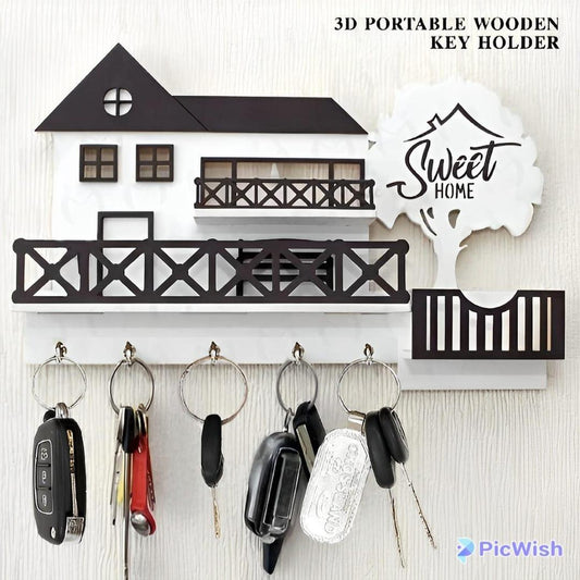 Elegant White MDF Mobile & Key Holder - 1 Pc