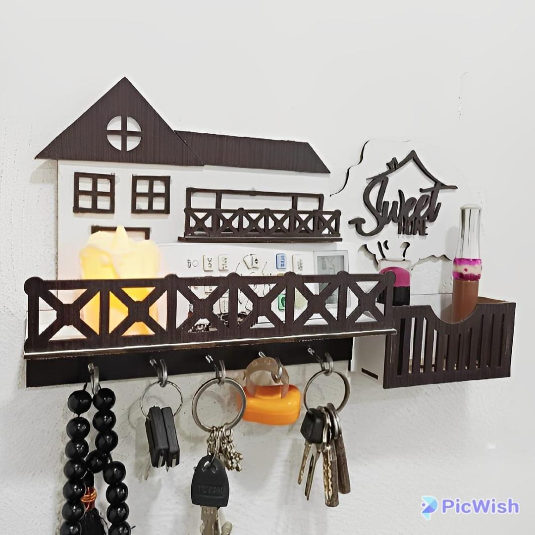 Elegant White MDF Mobile & Key Holder - 1 Pc